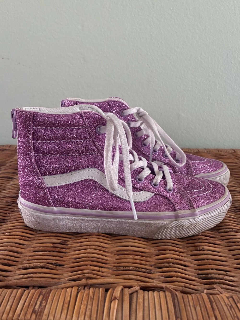 Vans SK8 HI Pink Glitter Back Zip Up High-Top Sneakers
